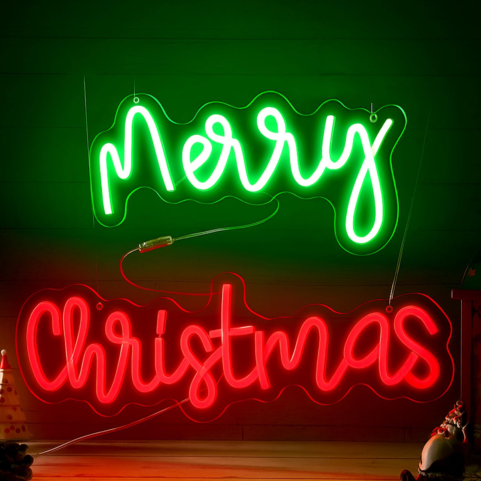 Xuhal Merry Christmas Neon Sign LED Xmas Light up Sign Merry Christmas Neon Light USB Powered Acrylic Home Wall Decor for Xmas Party Bedroom Living Room Cafe Bar Outdoor Decorations — image 1