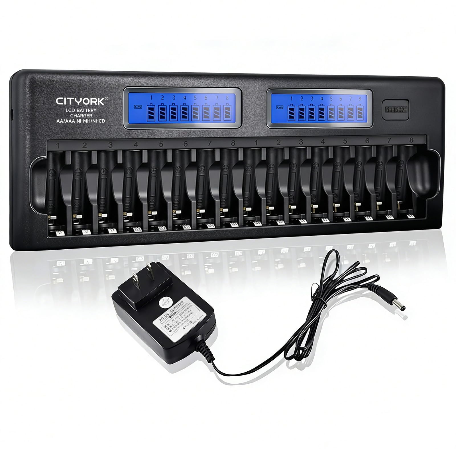 PALO - Cargador de batería inteligente recargable para el hogar, 16 bahías 1.2 V AA AAA Ni-MH/NiCD cargador de baterías recar