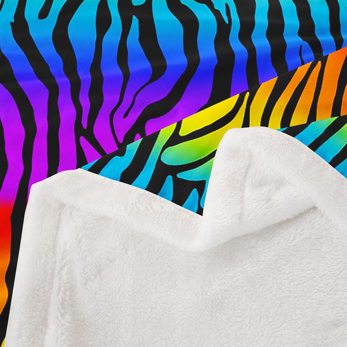 Amazon.com: Zebras Skins Sherpa Blanket Rainbow Zebra Stripes
