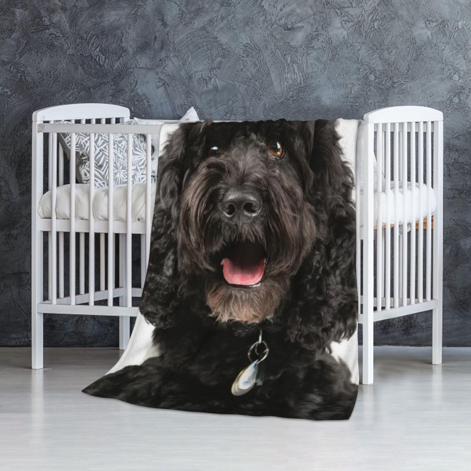 Inomak Unisex As Picture Puppy Black Cockapoo,Soft Blanket Warm Anti-Pilling Flannel Plush Throw Blanket 76 X 127 Cm