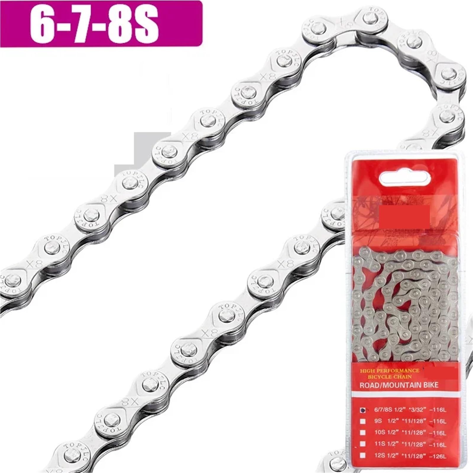 Fahrradkette Mountainbike-Kette, 8-fach, 9-, 10-, 11- und 12-fach, Rennrad-Kette, 116 Glieder, 1/2" x 3/32" (für 6/7/8/9/10/11/12-fach)(11speed)