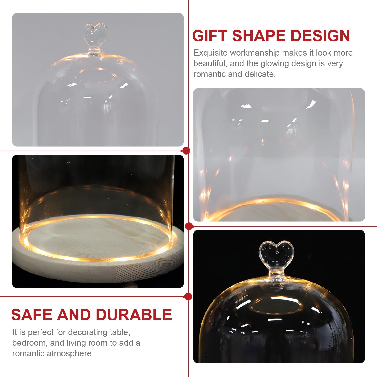 jojofuny Adorno Diseño Decorativo y Delicado Cubierta de Vidrio Blanco de Pareja Romántico para Bodas y Decoración Elegante en Hogar