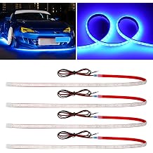 Blue Led Strip Lights,24inch 12V Car LED Strip Light IP68 Waterproof Cuttable for Car Motorcycles Boat Golf Cart Truck Cargo Home Decoration with Strong Nano Tape,4PCS