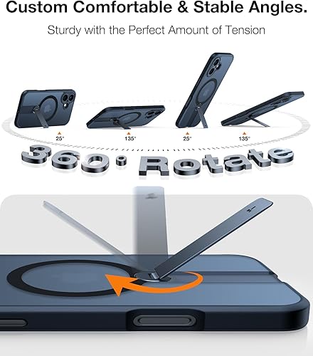 Miniatura 2 de TORRAS Funda magnética con soporte de 360 para iPhone 16, protección completa de la cámara, compatible con MagSafe, protección contra caídas de