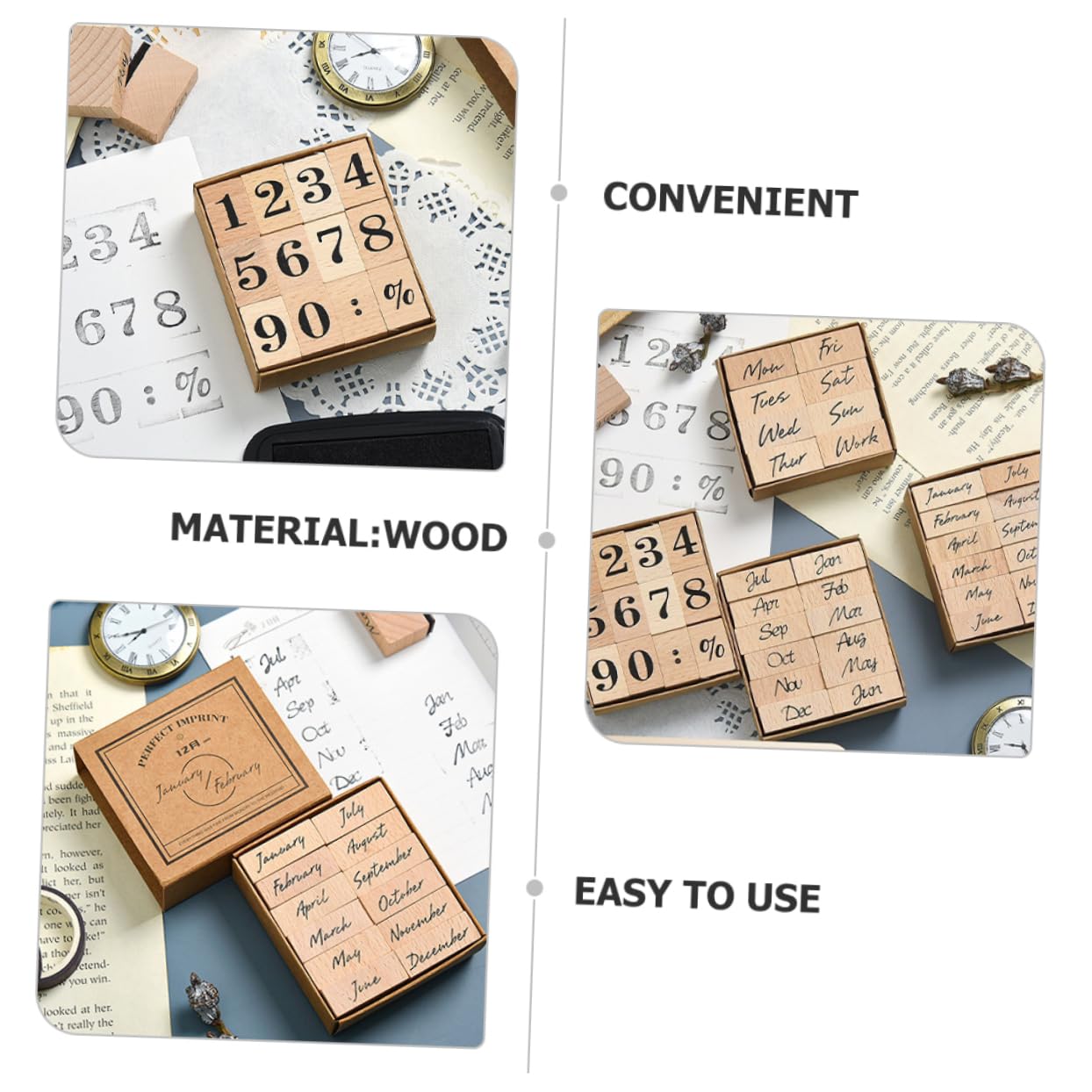 DOITOOL 5 Set Timbro Con Sigillo In Legno Timbro Per Etichette Forever Crafts Con Alfabeto Con Multiuso Per Diario pezzi * 5