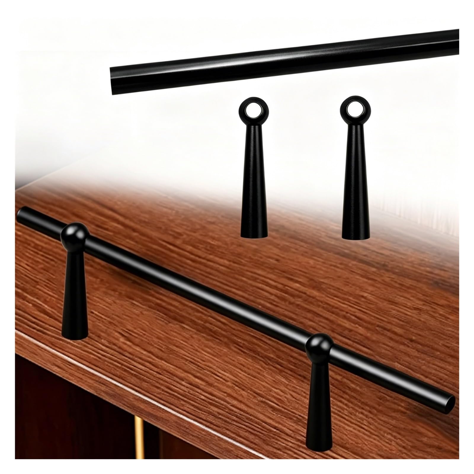 Hphdfs Style E Decor Shelf Rail Guard Black 50 55 60 65 70 75 80Cm, Bookcases Indoor Storage Areas Anti-Fall Railing, Custom & Removable Cabinet Guardrail Bar With 2 End Post(,20Cm/7.9In)