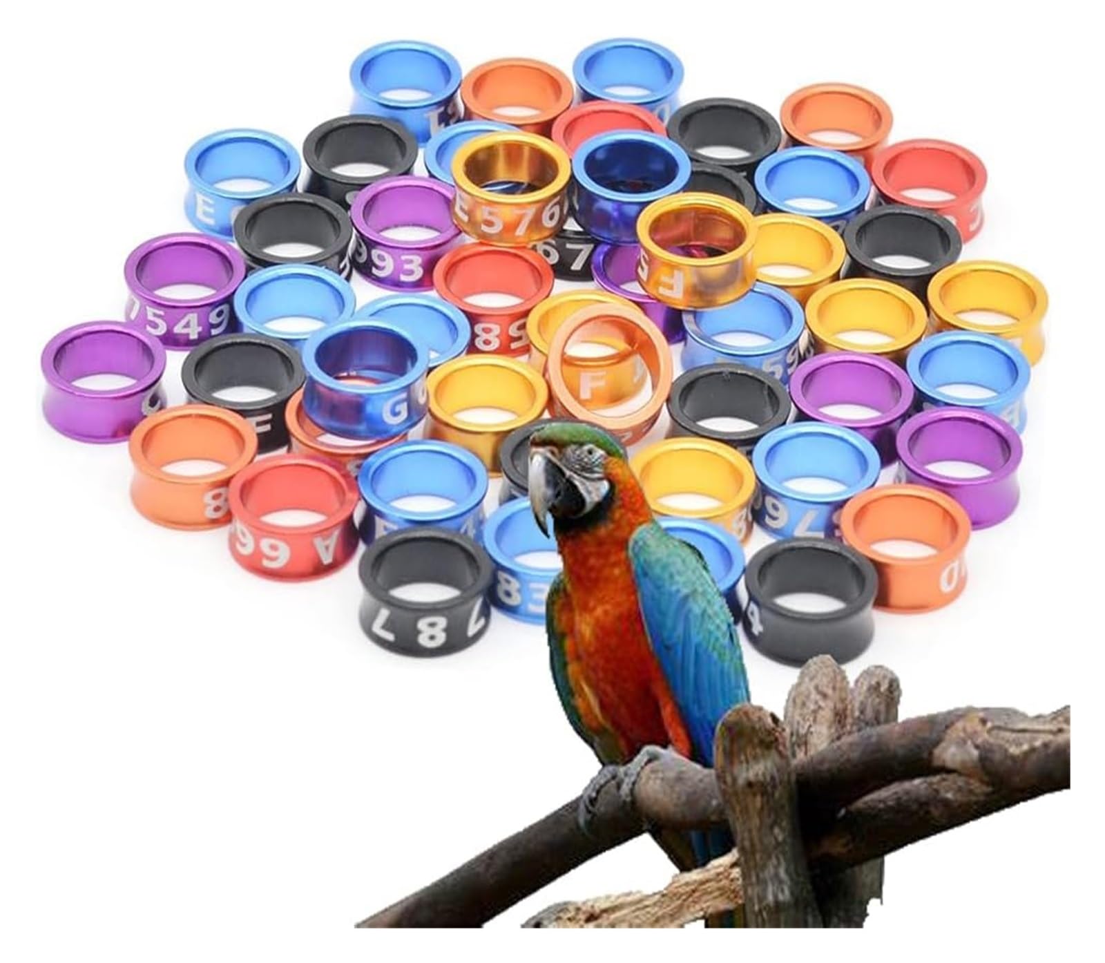 Anillas de aluminio para patas de aves, Anillos for patas de identificación de palomas, multicolor, 4mm-8mm, aluminio, numerados, 200 Uds.(Mixed Colors6.0mm,150pc)