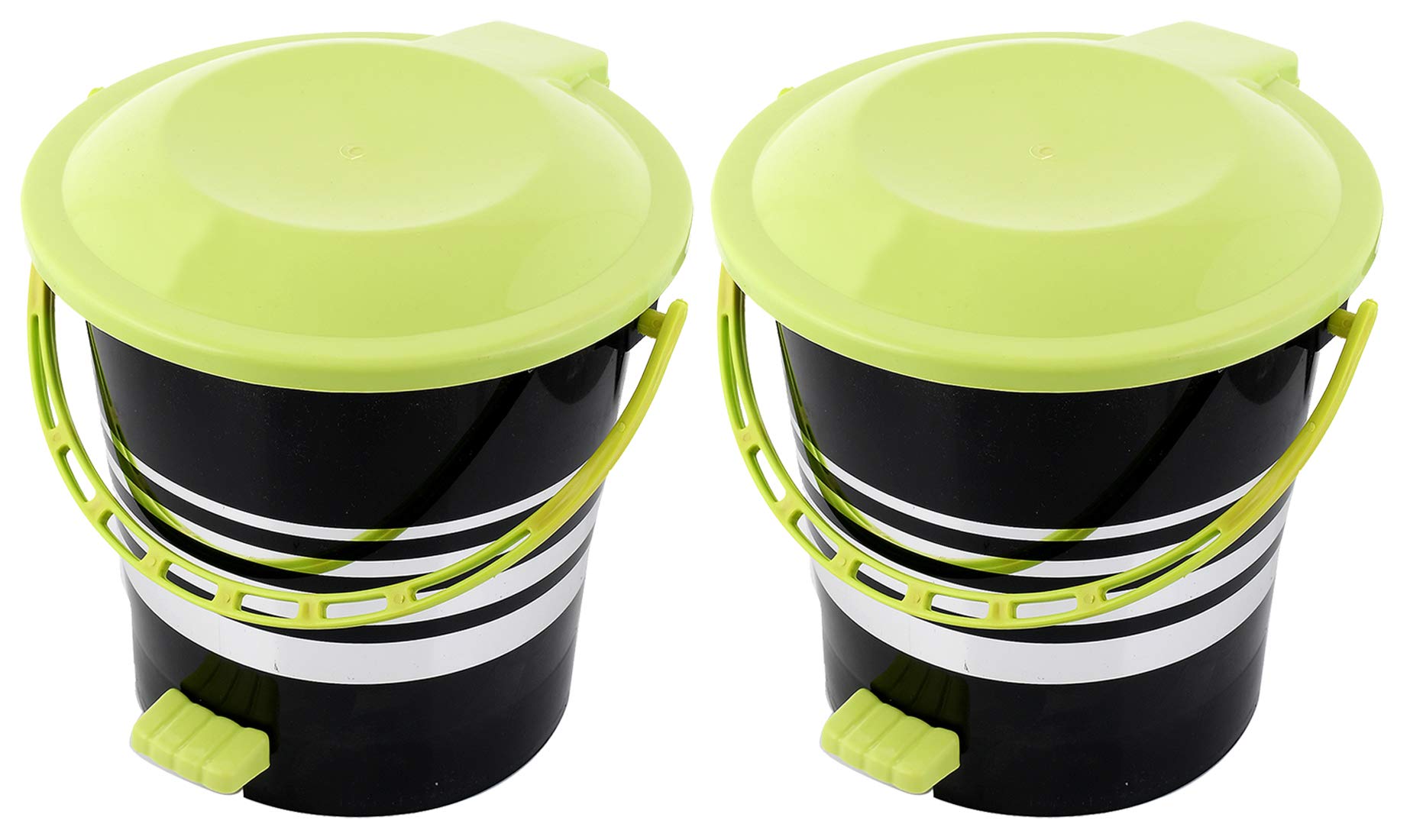 Kuber Industries 2 Pieces Plastic Dustbin Garbage Bin with Handle,5 Liters (Green) -CTKTC037984