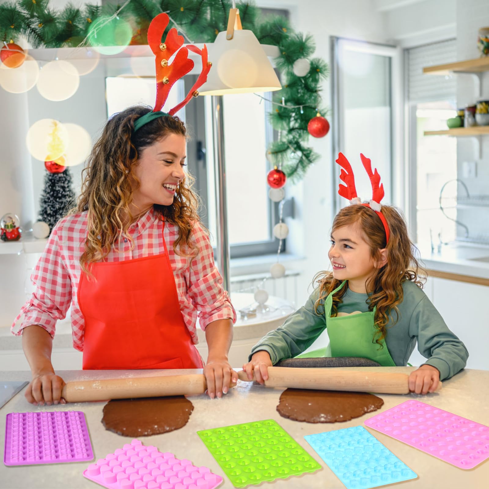 Moules à Bonbons en Silicone Antiadhésif, Moules à Chocolat Réutilisables avec Compte-Gouttes, Spatule, 50 Sachets, Attaches Torsadées