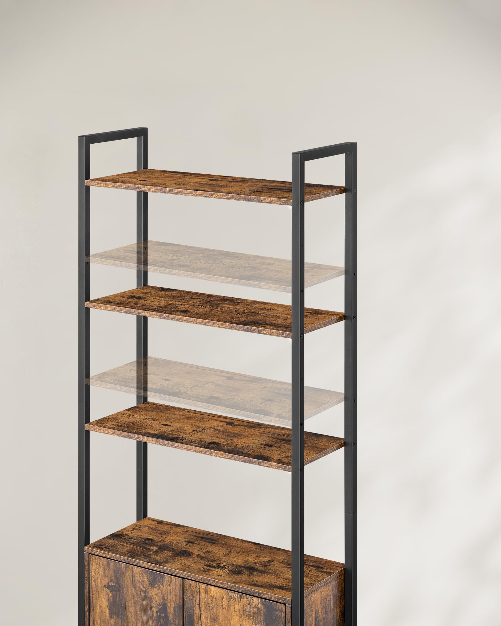 VASAGLE Boekenkast met 6 niveaus, hoge plank, vrijstaande plank