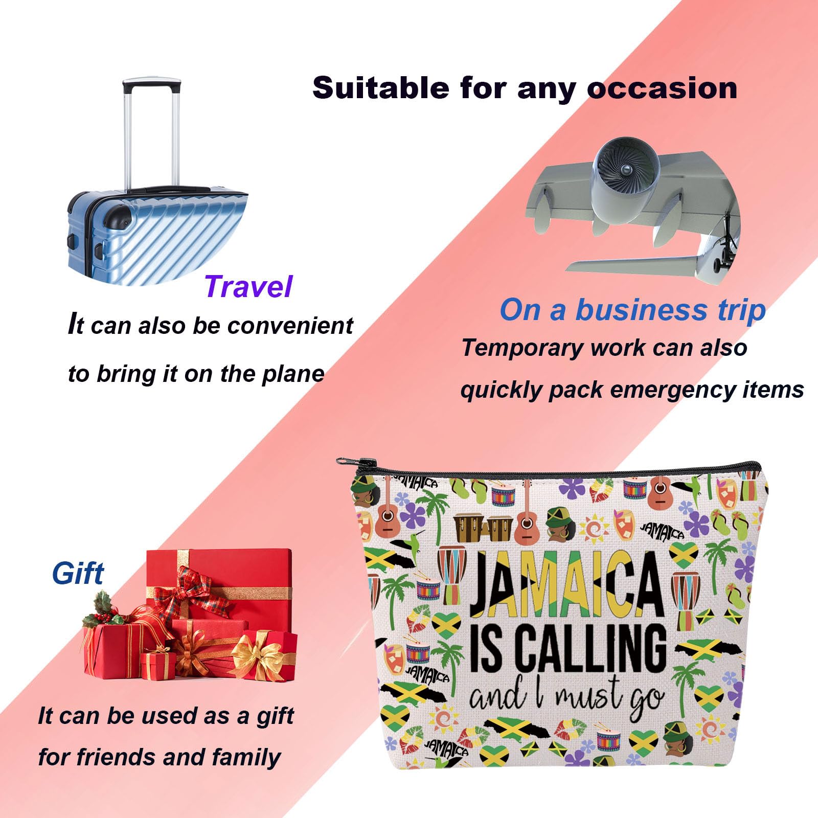 Jamaica Vacation Makeup Bag Jamaica Lovers Cosmetic Bag Jamaica Travel Gift Girls Trip Gift Jamaica Souvenirs Gift for Traveler (Jamaica) - Image 3