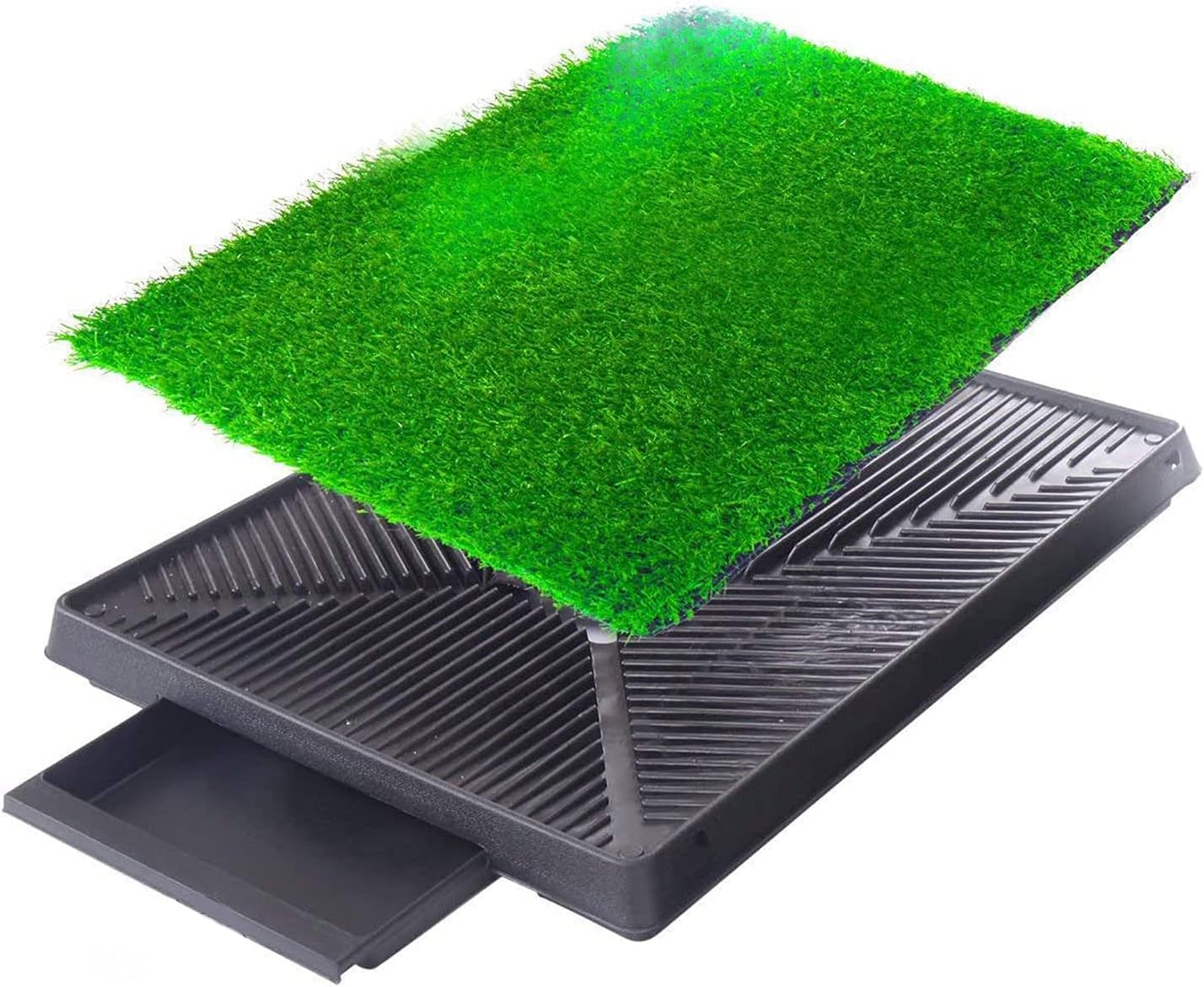 Portable Dog Potty Trainer- Artificial Grass Mat Tray Turf Pads- Portable Indoor Outdoor Toilet Training for Puppies Small Pets Green