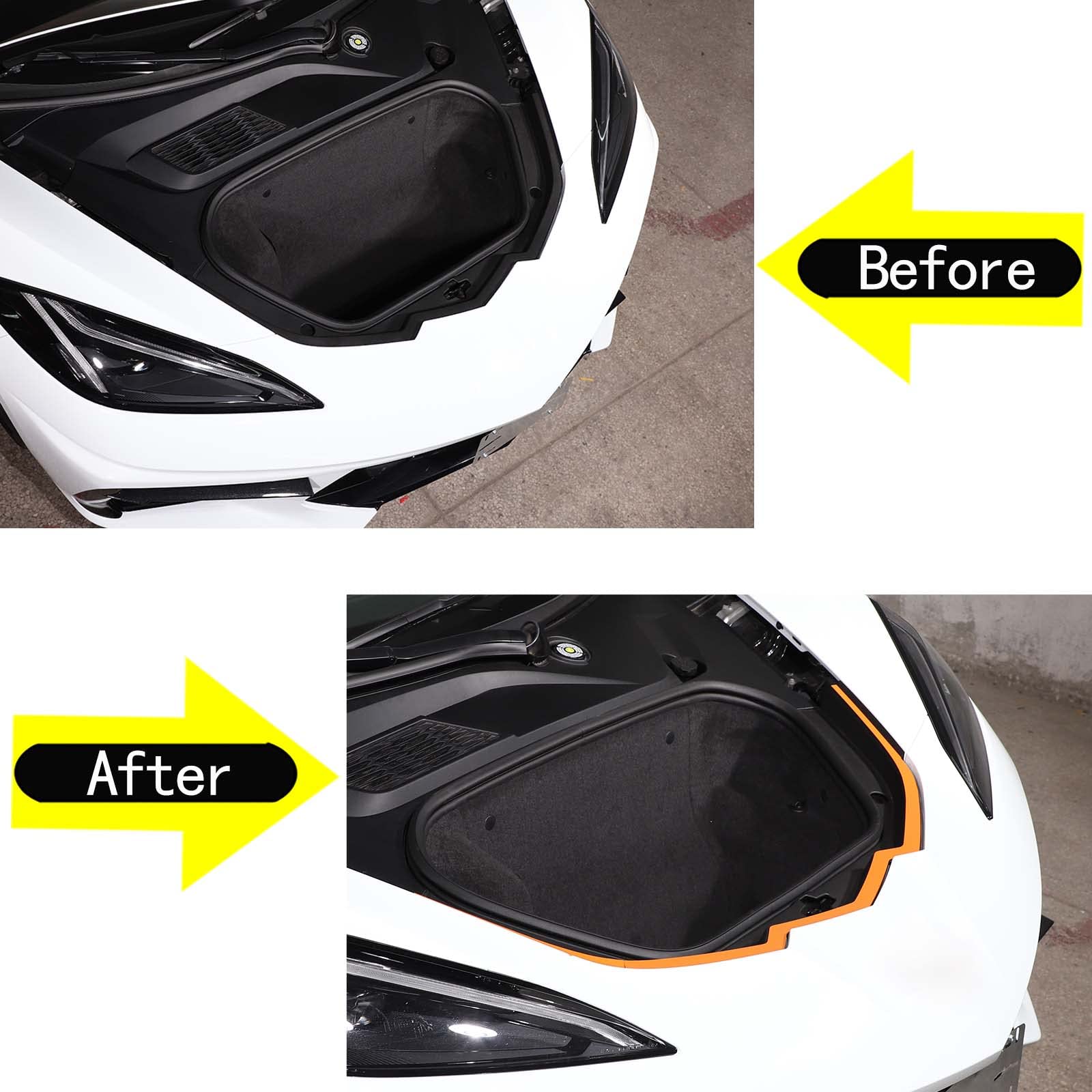 Trunk Edge Panel Trim Patch Stainless Steel 4PCS Compatible with Corvette C8 Stingray 2020-2024 Trunk Borders Cover Sequin Trim Accessories (Style A-Yellow)