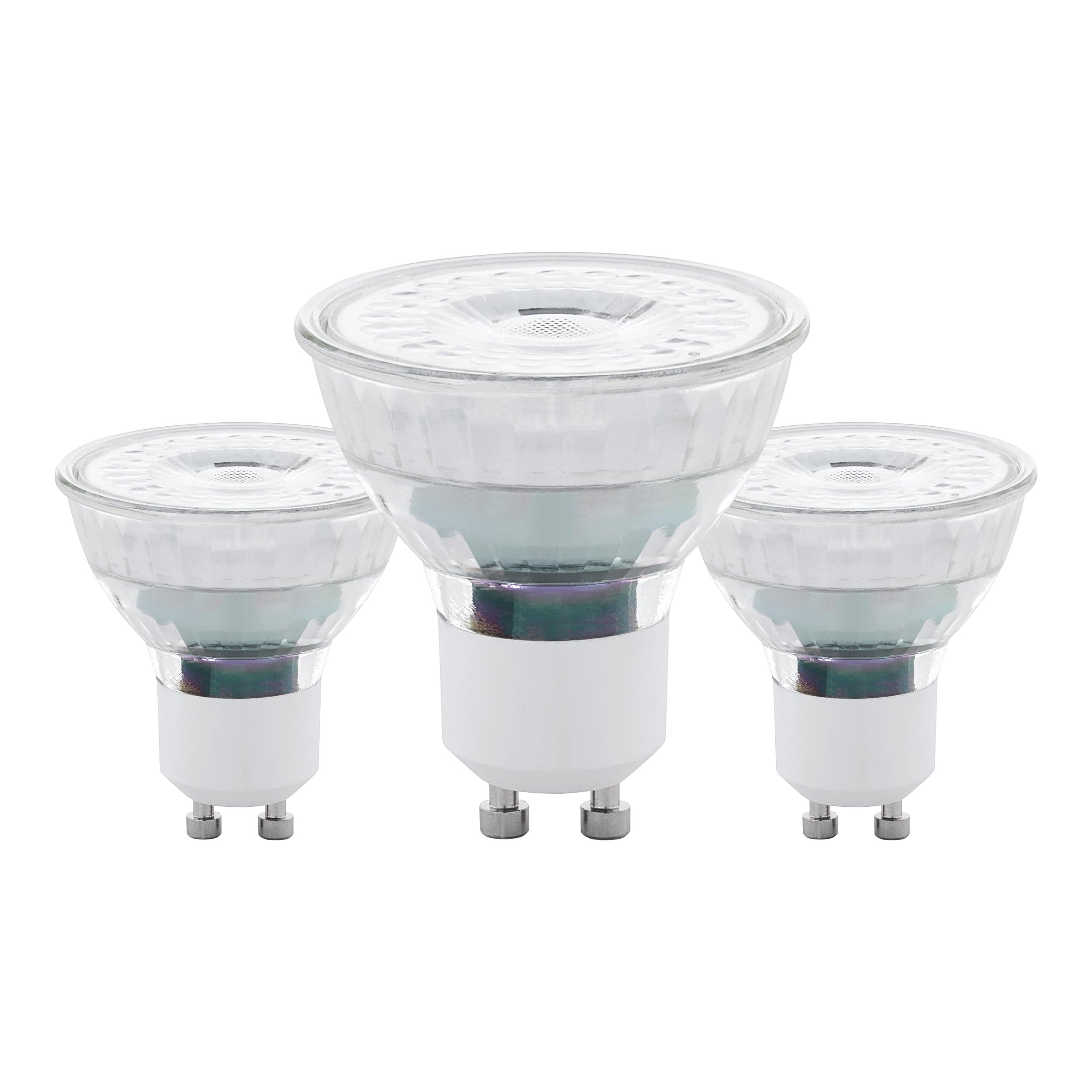 Eglo Set of 3 LED Light Bulbs, GU10 Reflector Lamps, 4.5 watts Each (Equivalent to 50 watt), 345 Lumen, Warm White Glow, 2700 Kelvin, spotlights, Ø 2"