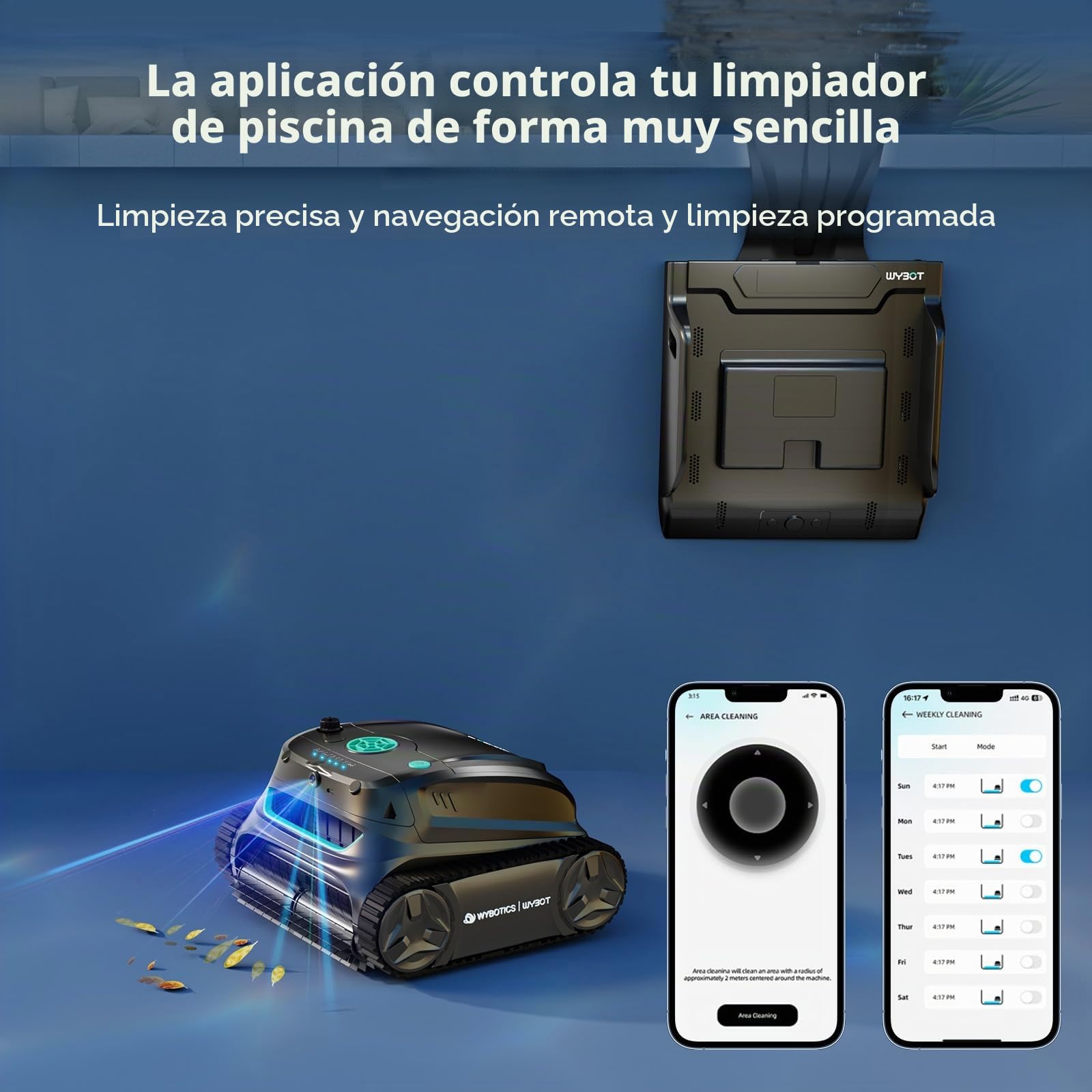 WYBOT S2 Solar Vision Robot Limpiador de Piscinas, con Cámara con IA, Carga Solar, Retorno y Carga Automáticos, Limpieza Programada Mejorada, Limpieza por Zonas, Sistema de Adsorción 3D (Gris)