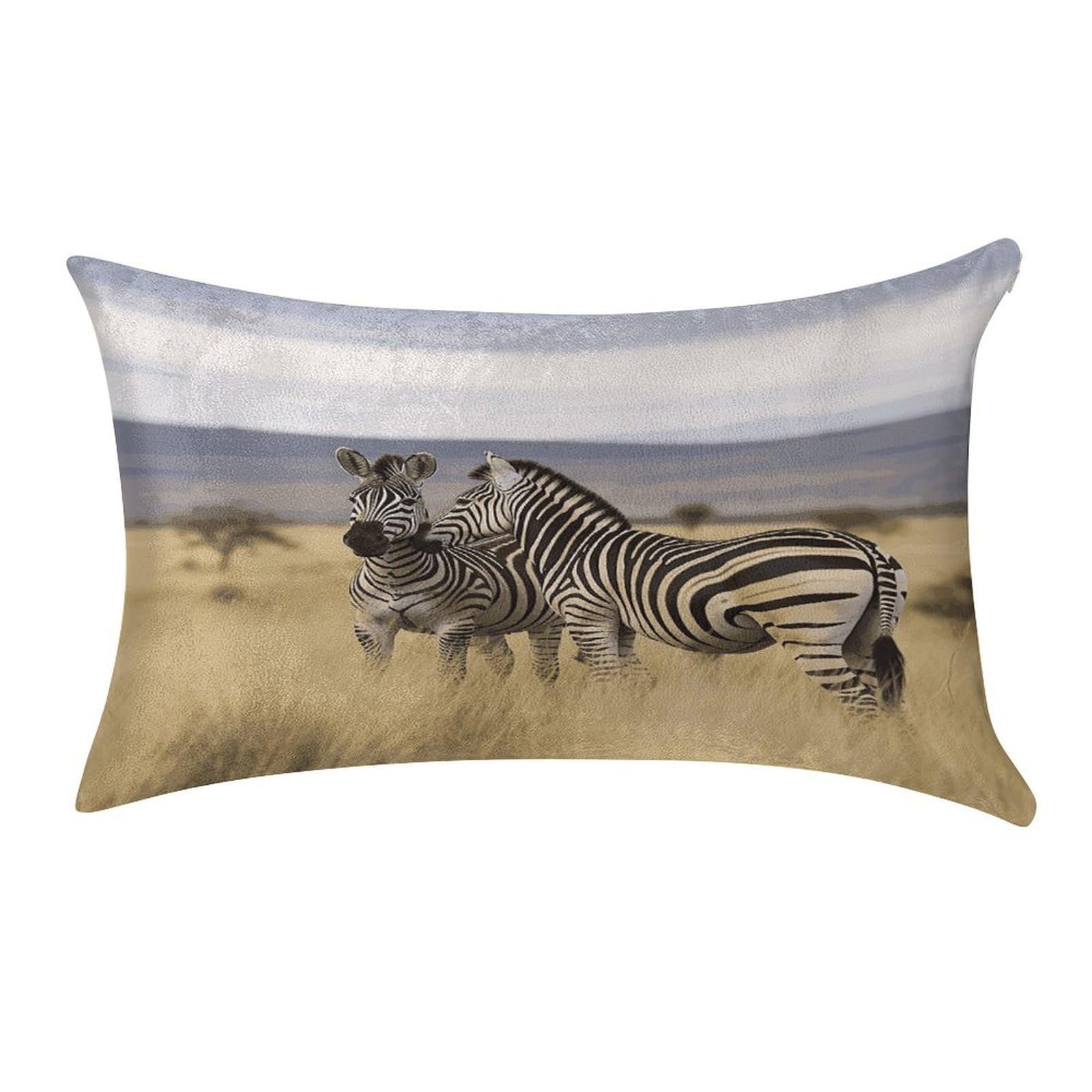 FekiLoot Zebras on South Africa Pillow Covers Luxury Velvet Oblong Pillowcases Rectangular Throw Pillows Case Decorative Velvet Cushion Covers Ultra Soft Lumbar Pillow Shells 12 X 20 in