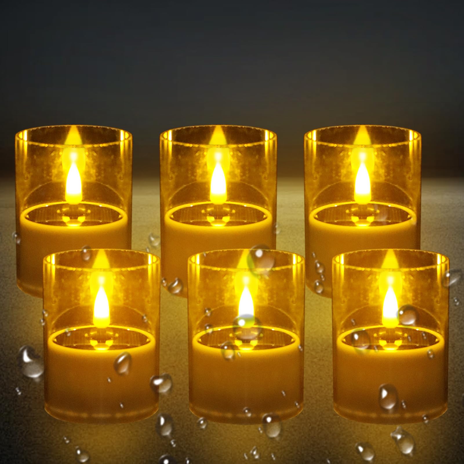 Solare LED-Teelichter (6 Stück) – Wasserdichte, Flammenlose Kerzen Für Garten, Terrasse, Balkon (ca. 8,5 X 5,5 Cm)