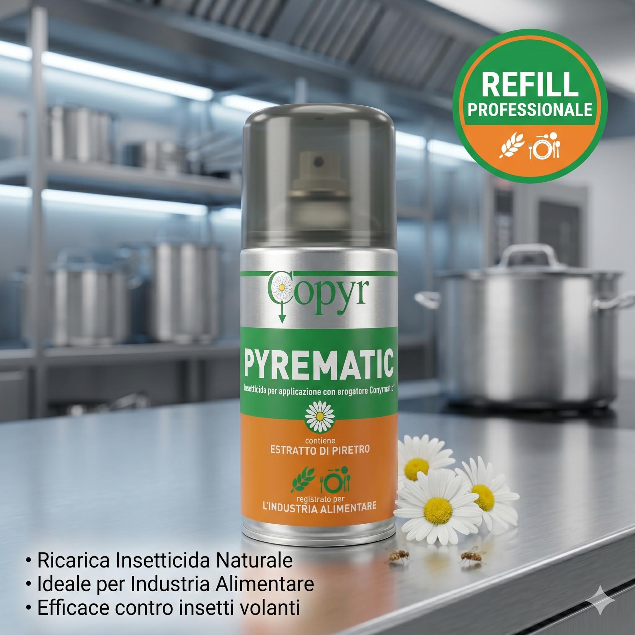 Copyr Pyrematic Insetticida Spray con Estratto di Piretro, 3 Pezzi | Naturale, Per Erogatore Automatico, Uso Professionale e Domestico