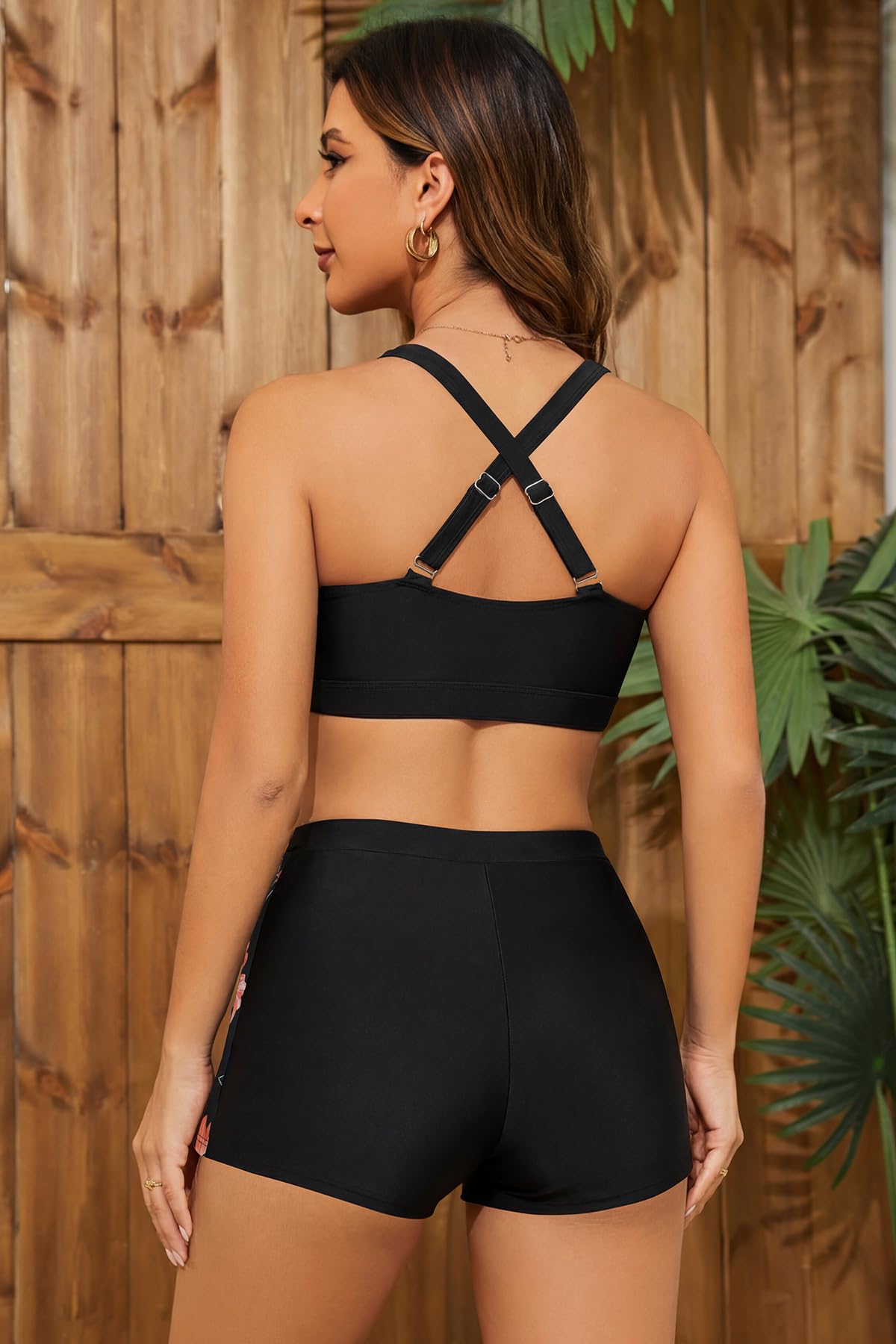 SHEKINI 3-teiliges Rashguard-Set für Damen, langärmelig, Reißverschluss, UV-Sonnenschutz, Bademode, schmale Passform, Strand, Surfen, Badeanzug, Schwimmshirt mit Boyshorts