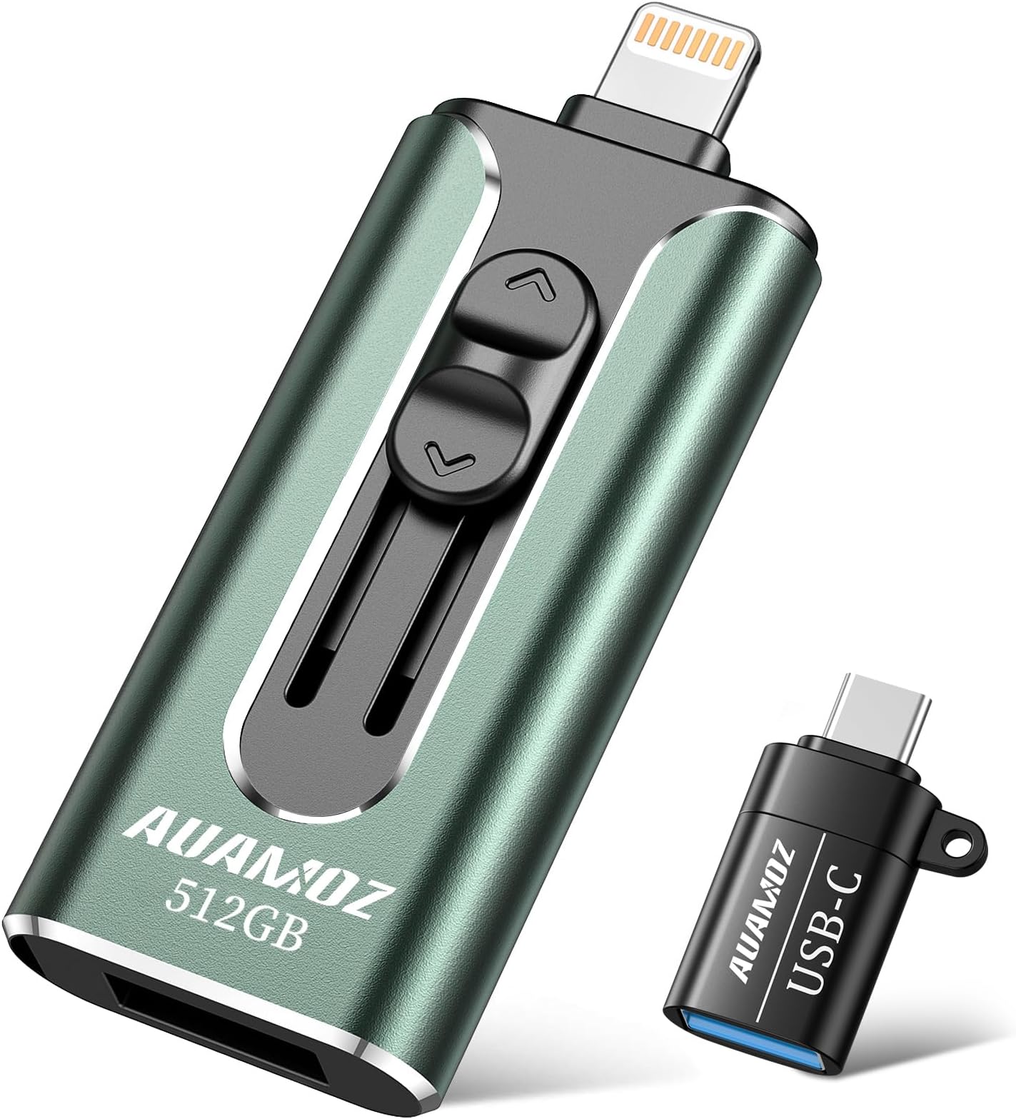 512GB Flash Drives Intended for iPhone, Memory Stick Storage for Photos and Videos Backup, Compatible with iPhone iPad Android PC, Plug and Play, No Application Required (Dark Green)