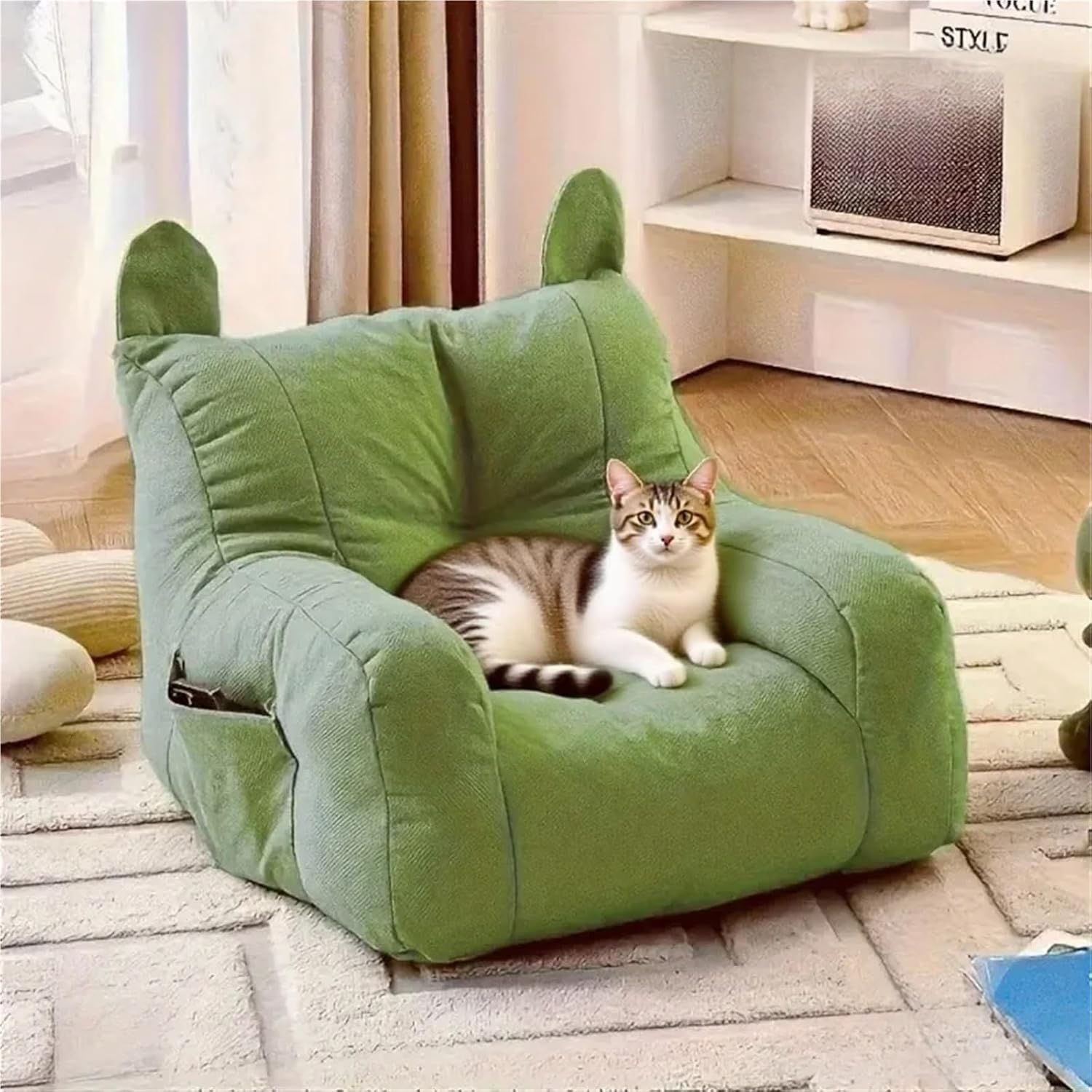 Cute Cartoon Cat Sofa Bed - Detachable & Washable Pet for Indoor Cats, Supports Up to 2.72KG