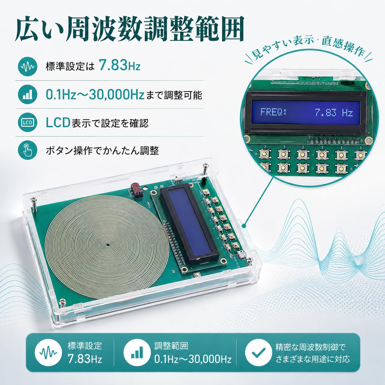 Amazon | MENDUNER 調整可能な周波数発生器、治癒用 0.1Hz ～ 30,000Hz 