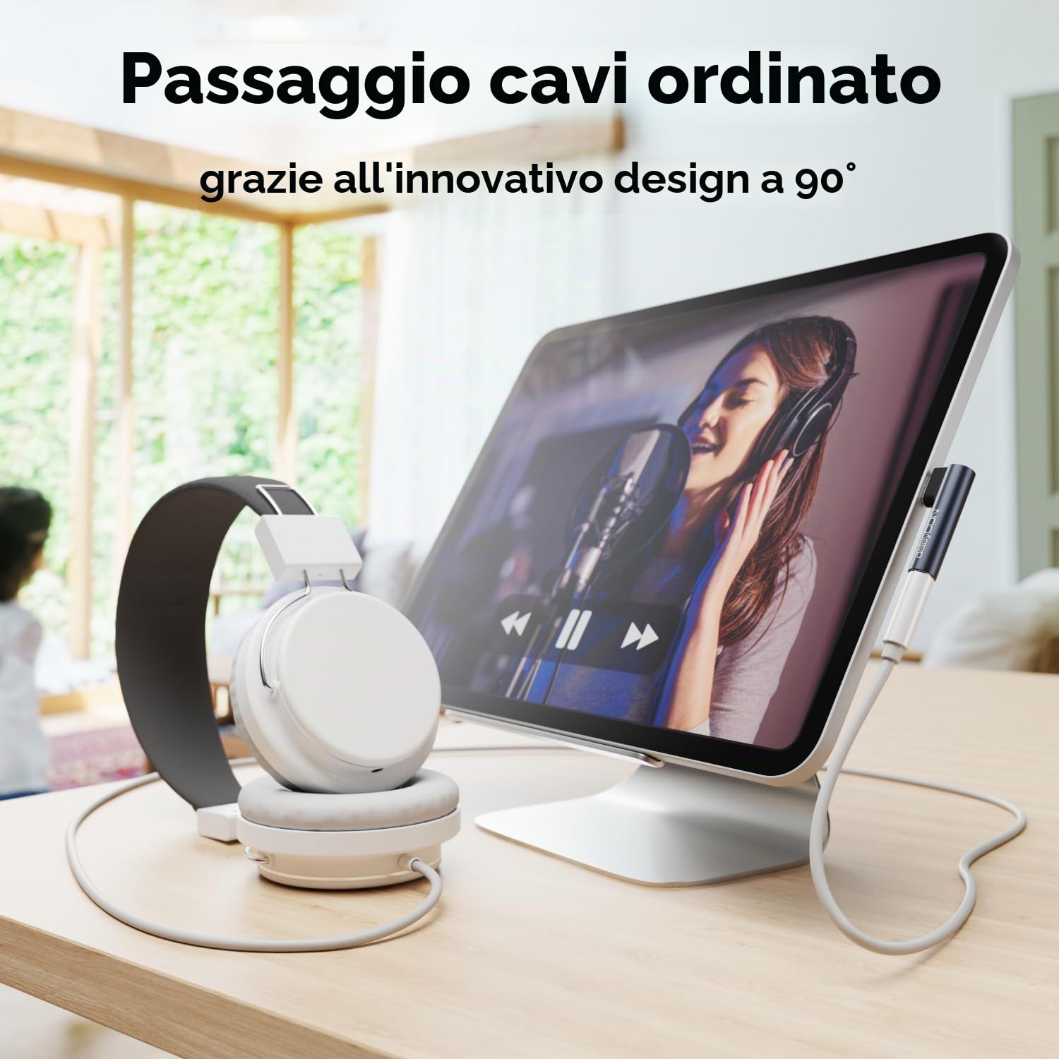 deleyCON Adattatore Audio USB-C su Jack 3,5 mm - per Cuffie, Musica, Chiamate e Microfono - Compatibile con Smartphone, Tablet, Headset e Speaker - per iPhone 17/16/15, iPad, Galaxy S25/S24/A16/A56