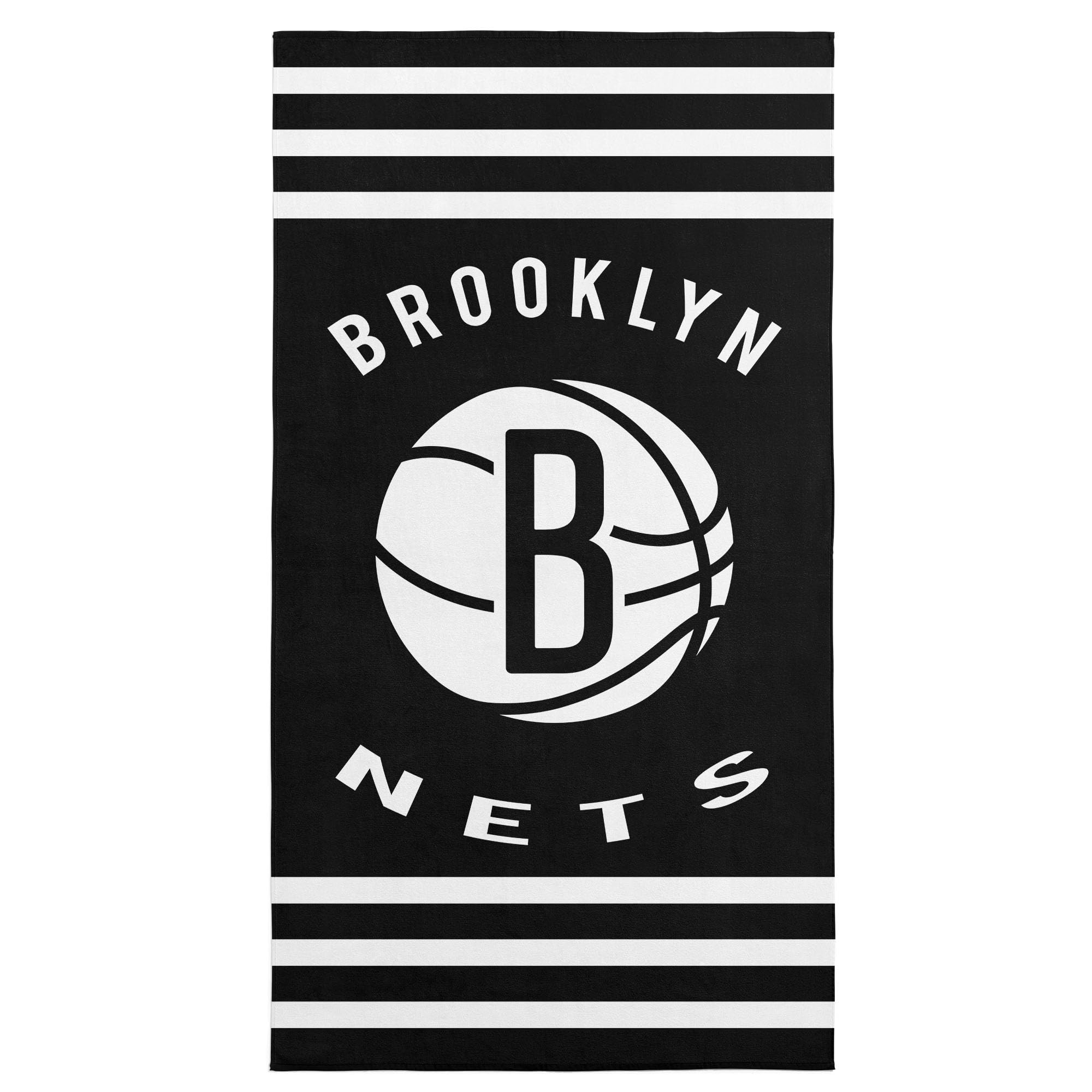 NORTHWEST NBA Brooklyn Nets Stripes Beach Towel, Soft & Absorbent Pool Towel, Quick Dry, 30 x 60 inches