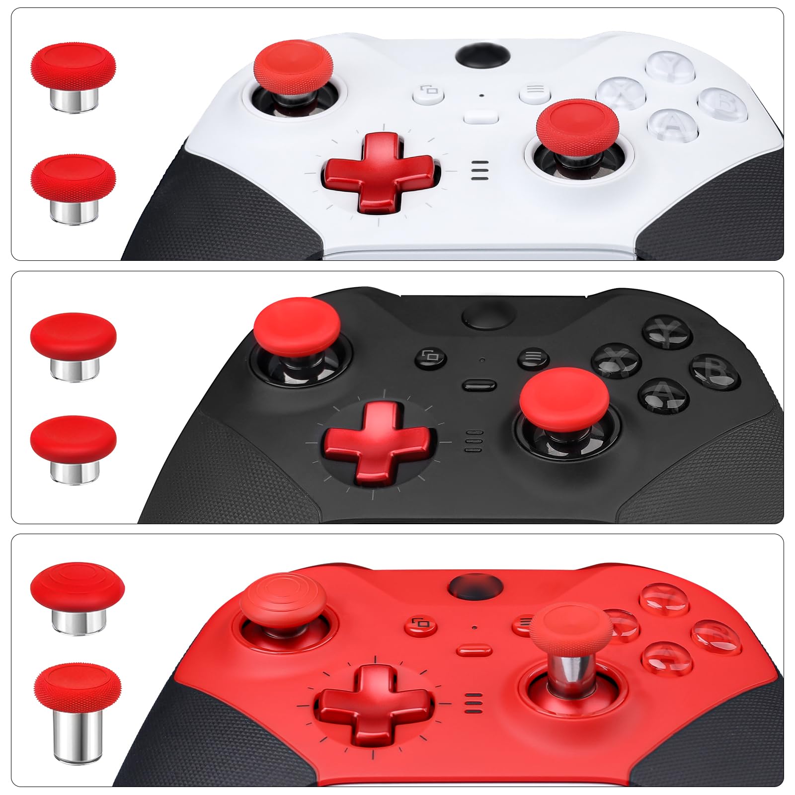 Pouce de Remplacement pour la Manette Xbox One Elite Series 2, kit d'accessoires Joystick Magnétique Métallique Compatible avec la Manette sans Fil Xbox Elite Series 2 Core (Rouge)