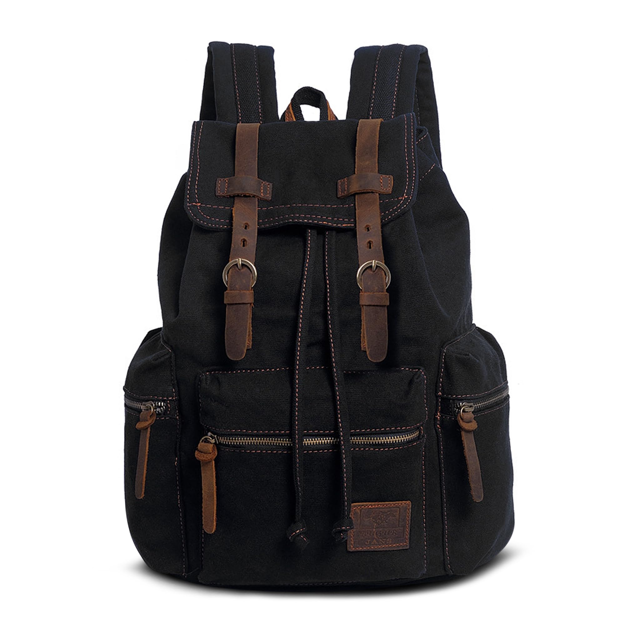 Retro Mochila Hombre Lona Mochila Portatil 15,6 Pulgadas Vintage Canvas Mochilas de Viaje Casual Daypack para Trabajo Camping Senderismo Universidad Bolsas Escuela Negro