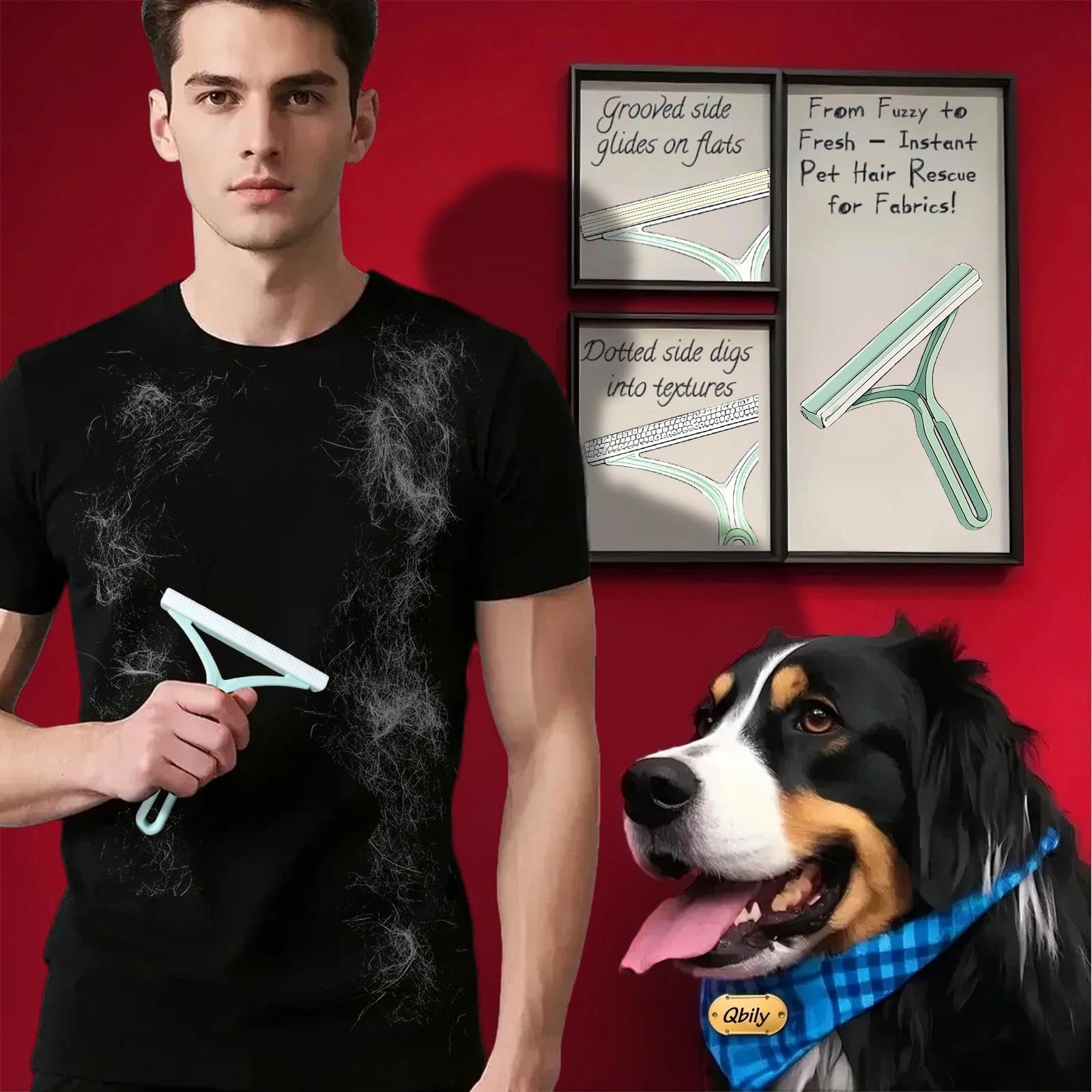 Qbily Pet Hair Remover 2nd Gen (3 Pack) - Reusable Lint Removal Tool for Couch, Carpets, Cat Trees, Car Mats, Furniture, Clothes, Pet Houses, Dog & Cat Hair Scraper Tool with Storage Bag - image 4