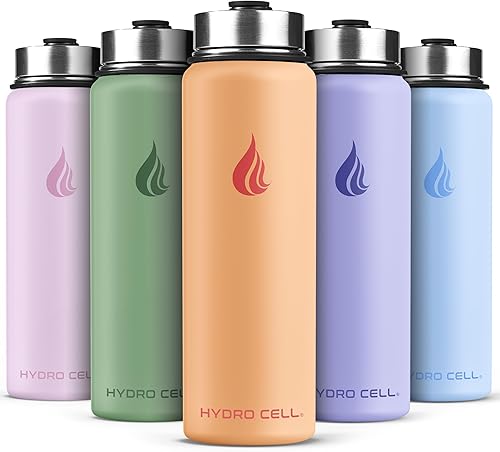 Miniatura 34 de HYDRO CELL Botella de agua aislada de acero inoxidable con pajilla, para bebidas frías y calientes, frasco de vacío de metal con tapa de rosca y
