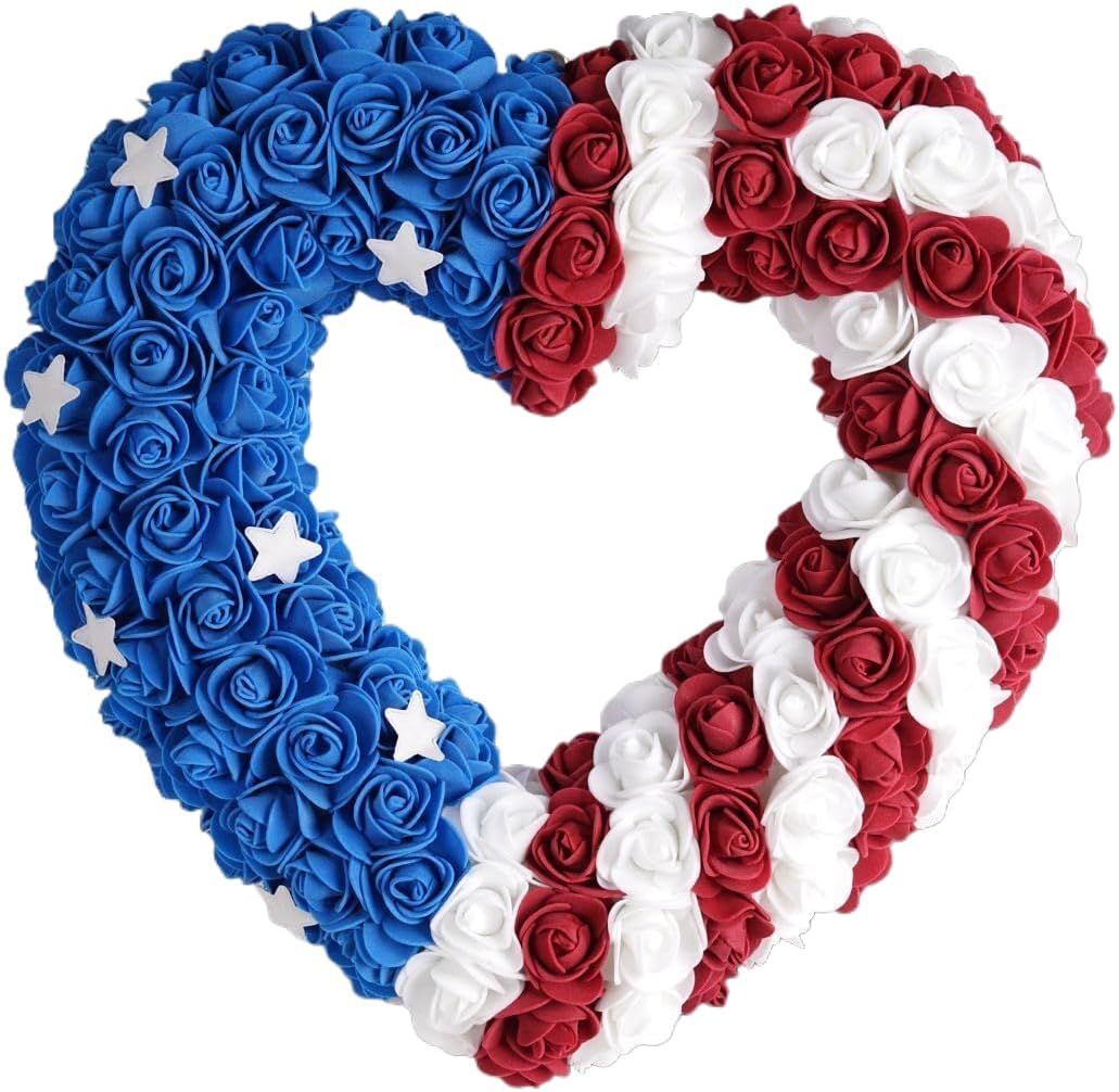 Amazon.com: 01coin 14'' Patriotic Wreaths for Front Door, 4th of July ...