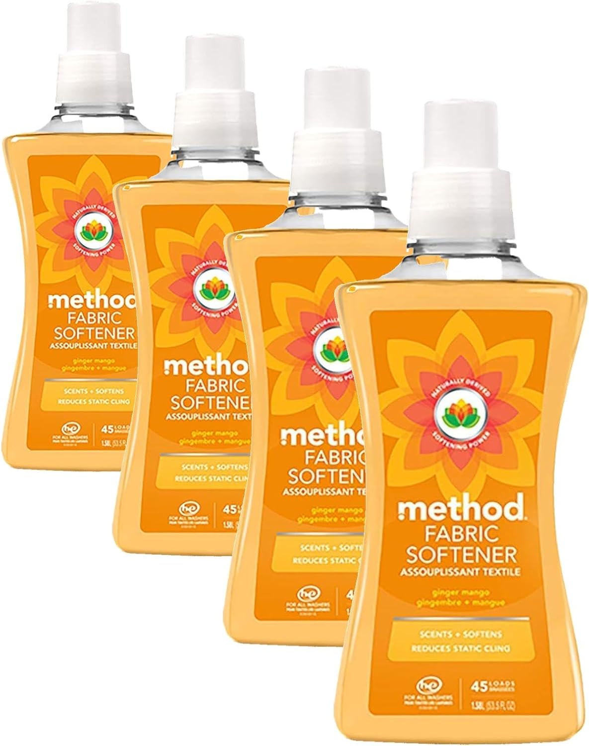 Method Fabric Softener; Ginger Mango; 53.5 Ounces; 45 Loads; 4 pack; Packaging May Vary