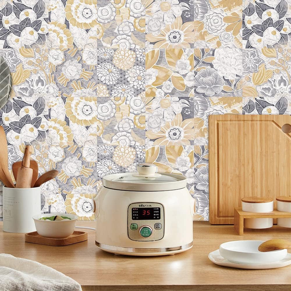 Papier peint adhésif cuisine dalles murales salle de bain imperméables 10 Pcs