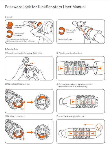 Miniatura 8 de Segway Ninebot - Candado de cable con contraseña para bicicletas y scooters, color negro