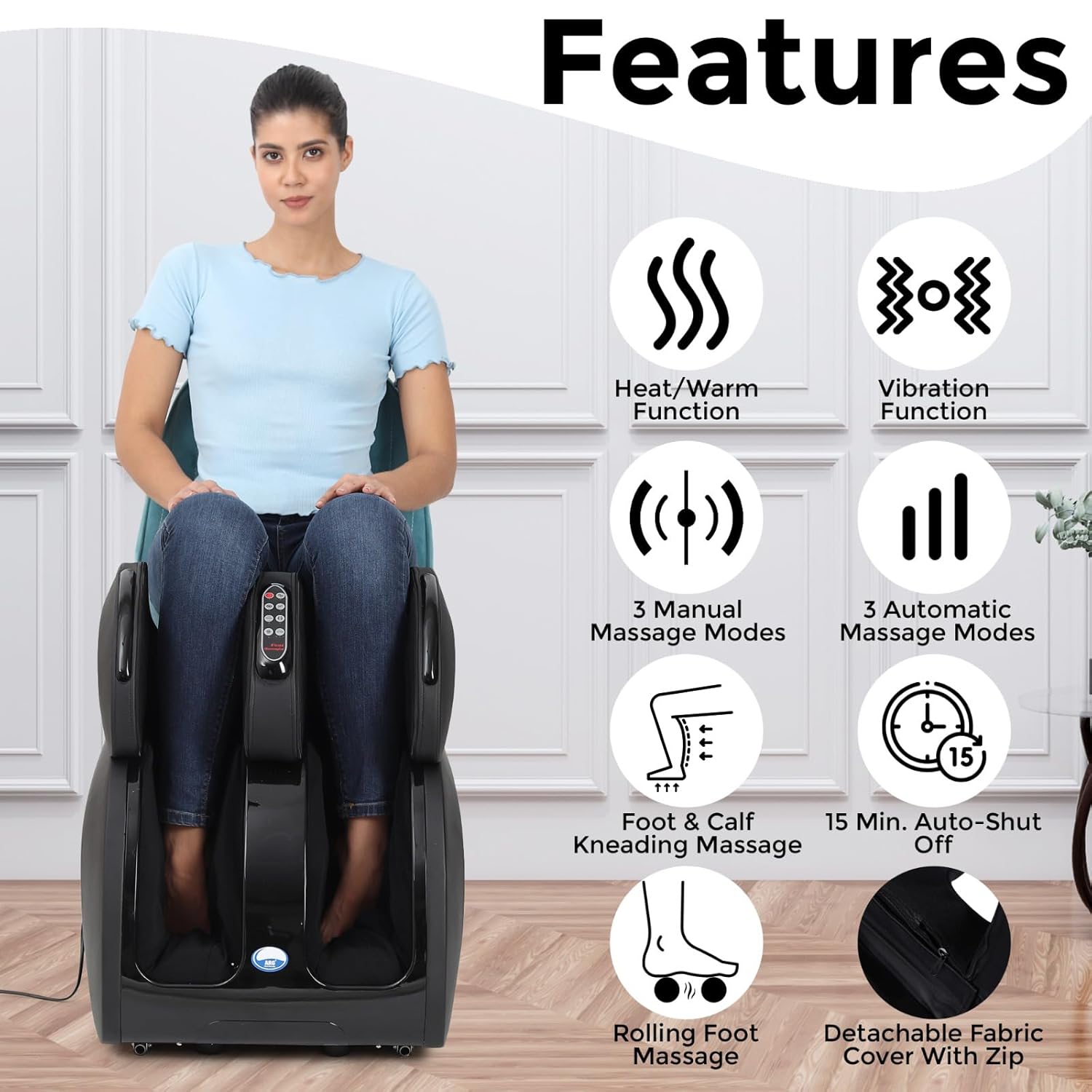 Arg Healthcare C30 leg massage vibration, air compression, roller and heating therap