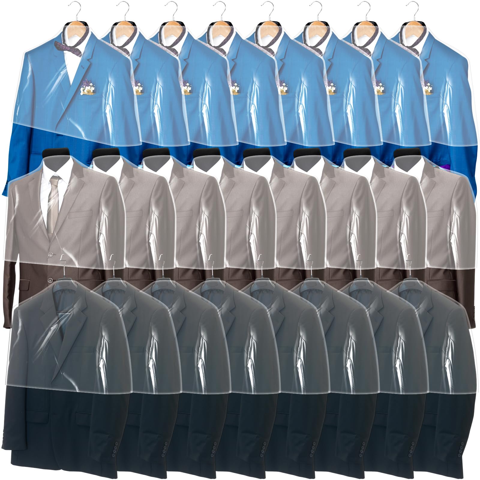 Chumia 50 Pack Shoulder Covers for Clothes in Closet, Clear Hanger Shoulder Covers for Suits Jackets Shirts, Peva Dust Proof Closet Organizer