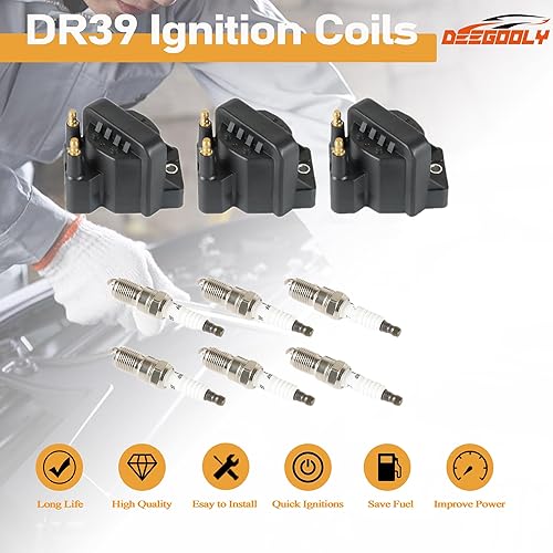 Miniatura 2 de Paquete de 6 bobinas de encendido UF-486 y bujías de iridio compatibles con Ford para Mercury para Lincoln para Mazda Fusion Zephyr Tribute Milan