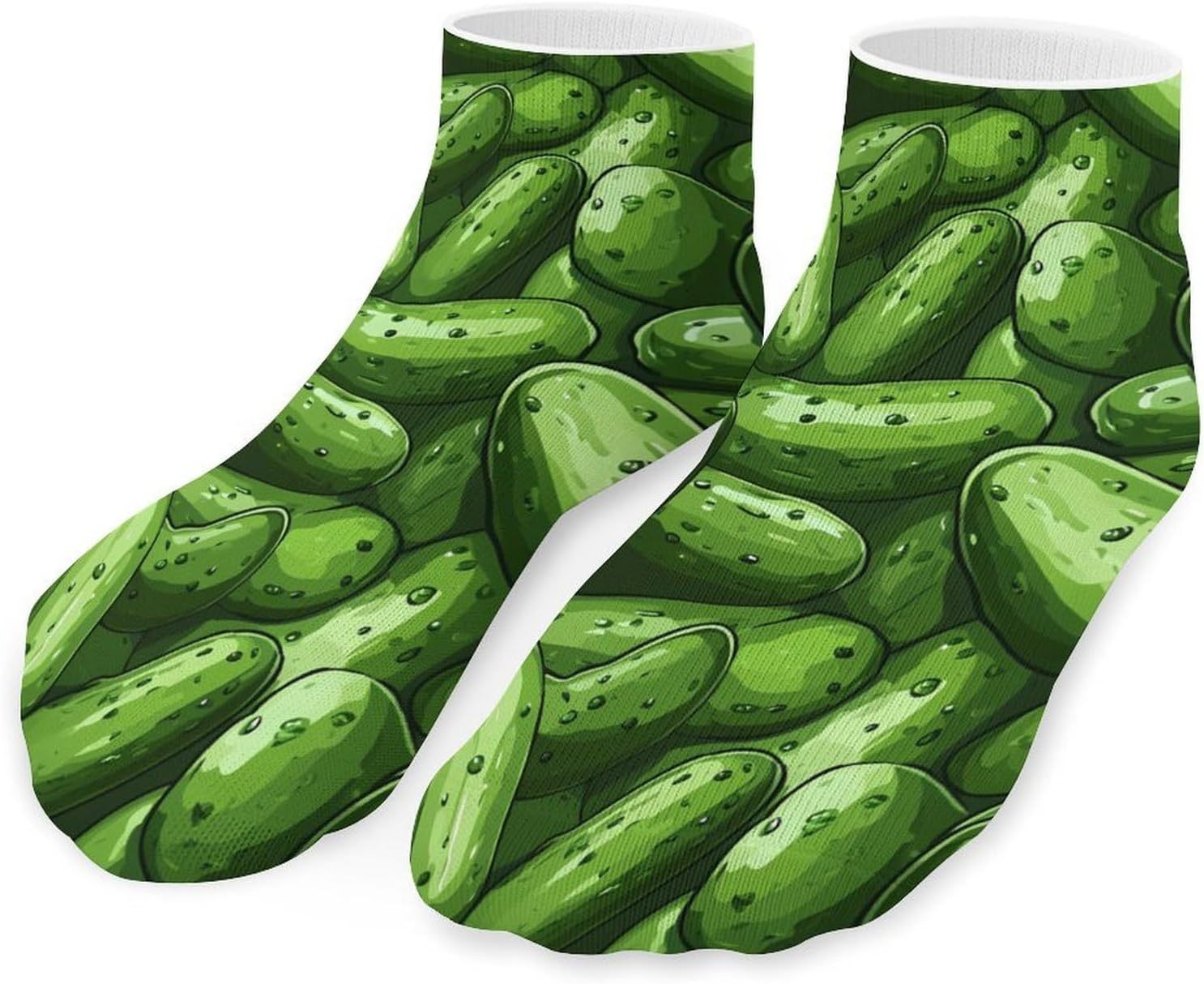Green Cucumbers Pickles Cukes Socks for Men Women 5 Pairs Ankle Socks