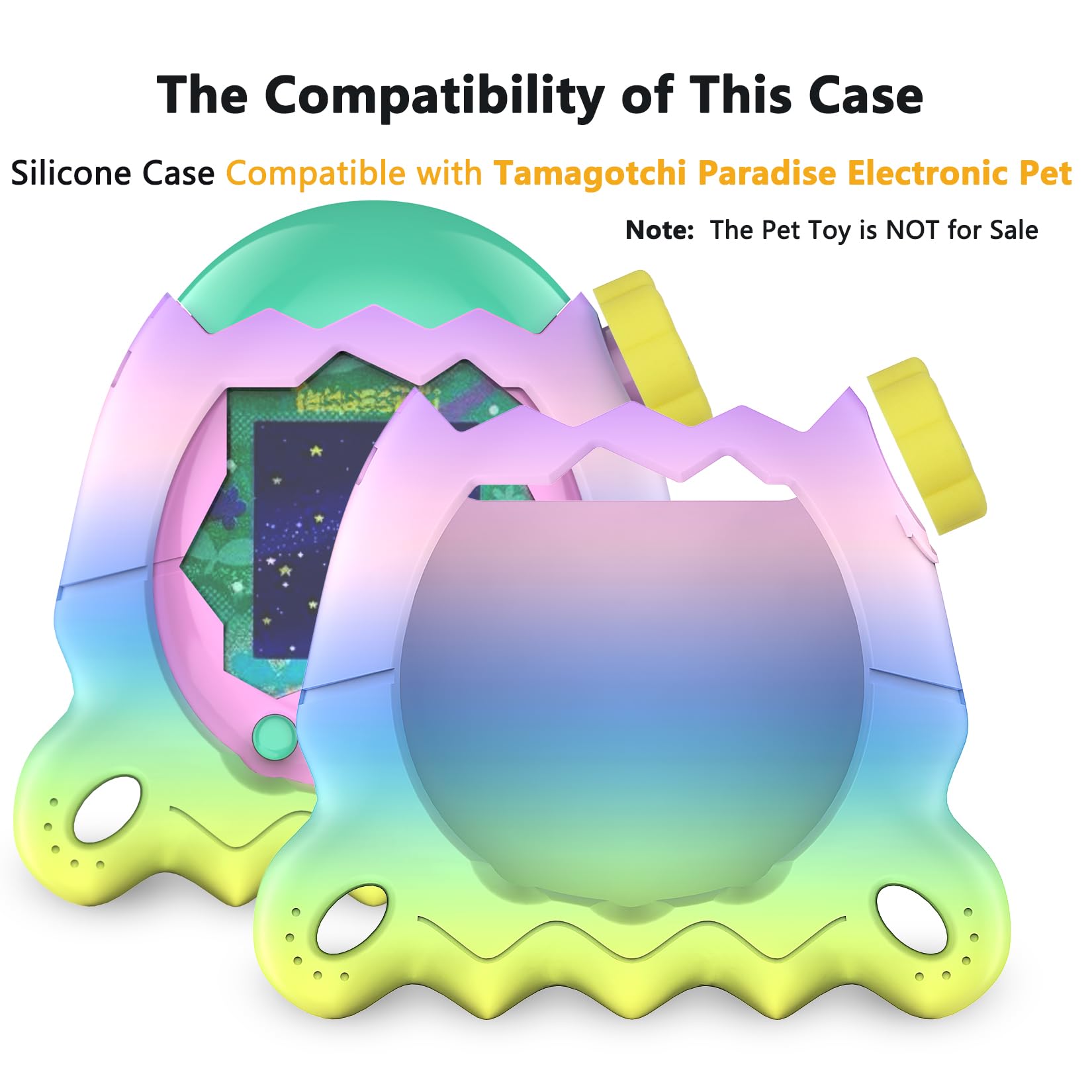 Tamagotchi Paradise - Funda de silicona con tapa de botón, funda protectora con protector de pantalla y cordón para accesorios para mascotas Tamagotchi Paradise (arcoíris) 3