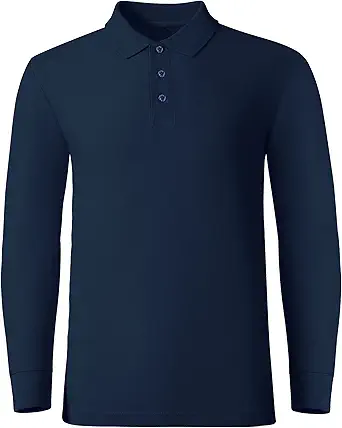NeedBo Men's Long Sleeve Casual Solid Golf Polo Shirt