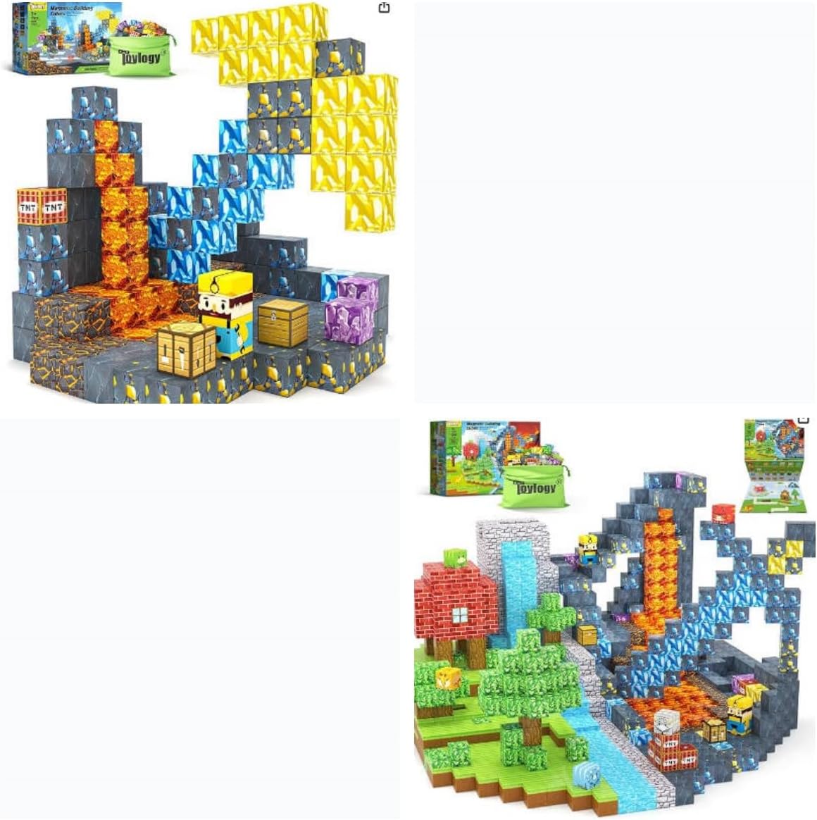 Toylogy 202PCS Magnetic Blocks - Build Mine Magnet World, Sensory STEM Construction Building Toys Kids Games Toddlers Gifts for 3+ Years Old Girls Boys