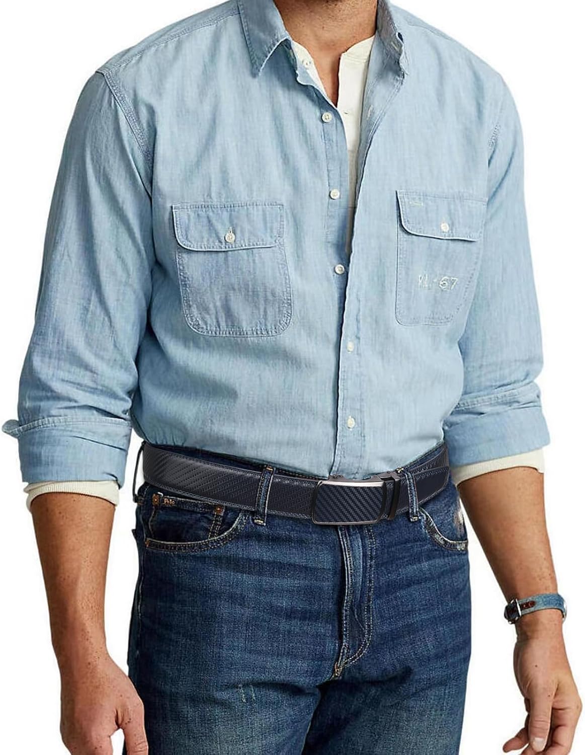 Drowsmen Ratchet Belt for men, leather belt 2 packs in Gift Set Box Size Adjustable belt, waist Trim to Fit - Image 4