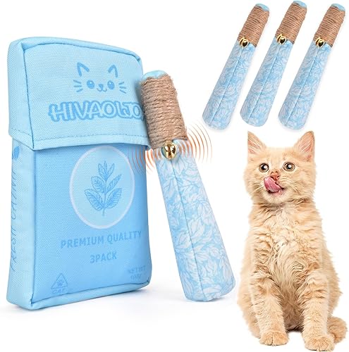 Miniatura 8 de Paquete de 3 juguetes de hierba gatera para gatos, divertidos juguetes para gatos con cuerda dental y cascabel, juguetes 100% orgánicos de hierba