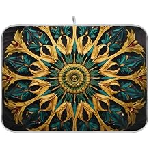 FRMG Mandala Dish Drying Mat for Kitchen Counter, Dish Drainer Rack Mats Reversible Absorbent Pad Fast Dry for Home Medium 16 Inch x 18 Inch 2012626