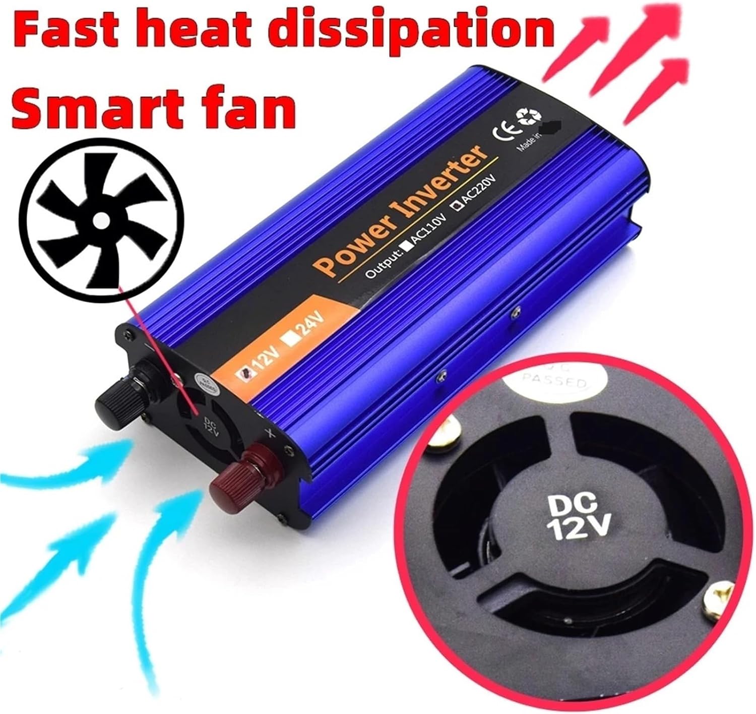 Modified Sine Wave 12V/24V/36V/48V 220V 1000w 2400w Voltage Transformer Solar inverters DC12V to AC 220V Converter LED Display(12V,220-240V_500W)