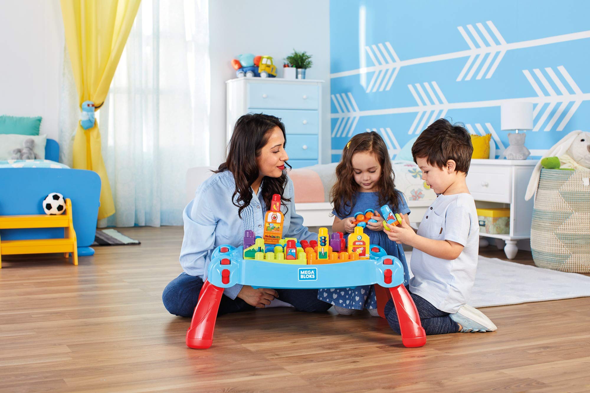 MEGA BLOKS Bauset - Spielend leicht Logik und Zahlen lernen - Spieltisch zum Fördern der motorischen Fähigkeiten, Lernspielzeug für Kleinkinder, FGV05