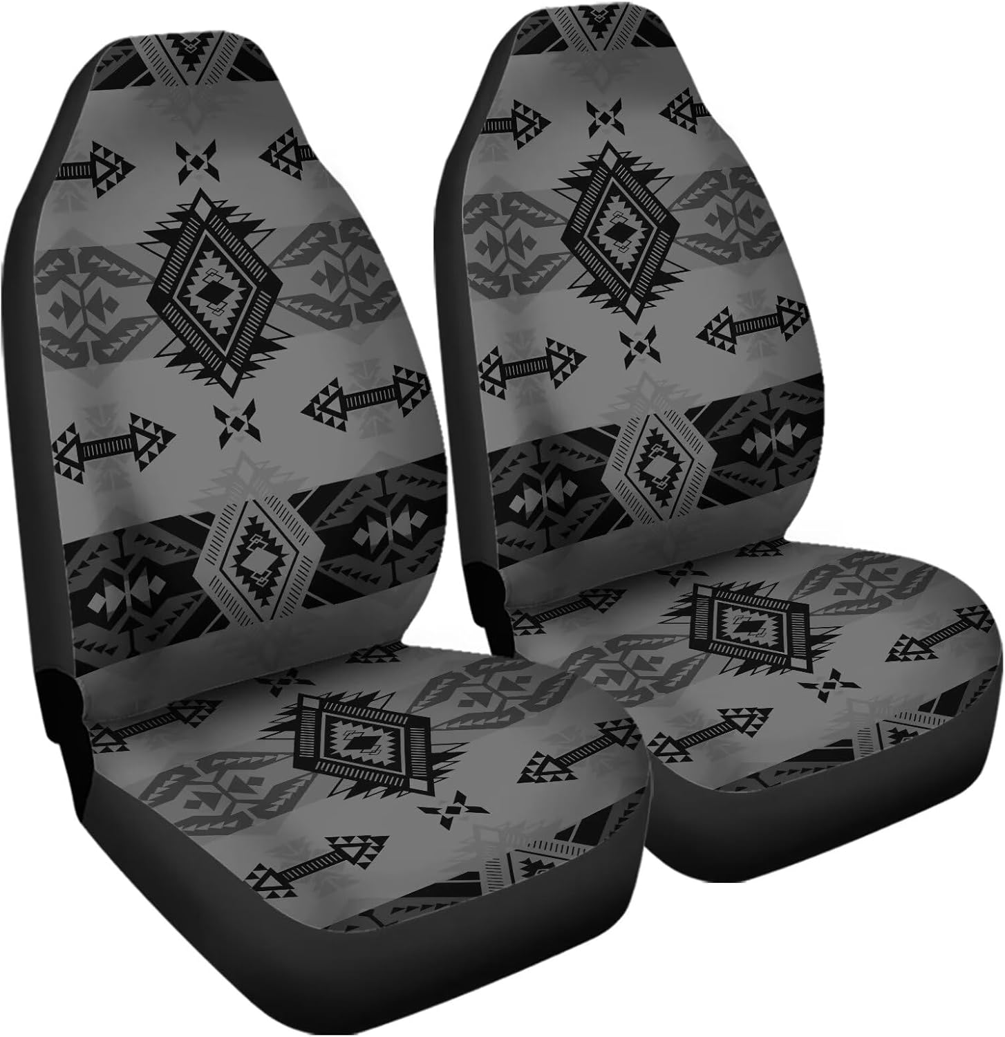 Bulopur Grey Aztec Southwest Print Automobile Seat Cover Sets, Car Accessories Interior Decor 2Pcs, Car Seat Protectors for Car, Truck SUVs
