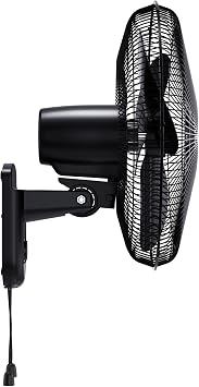 Comfort Zone 16-Inch Oscillating Wall Mount Fan Quiet 3-Speed Indoor Fan with 60 Adjustable Tilt, Pull-Chain Control & Durable Metal Grille Space-Saving Cooling for Home, Office, Greenhouse